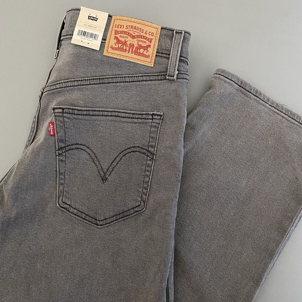 Levi's Ribcage Straight Ankle Button Fly Women  Size 30 Gray Jeans NWT